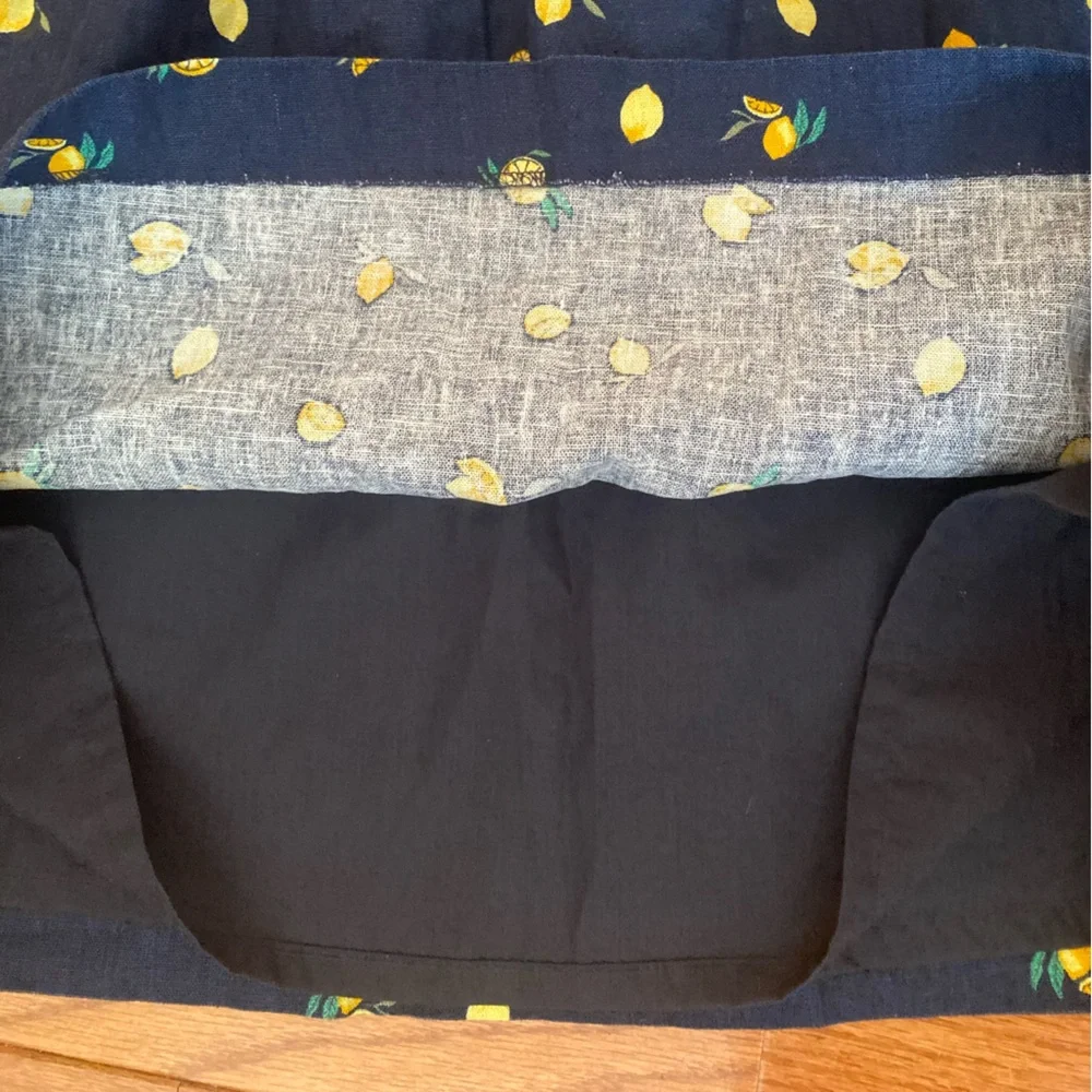 J.Crew Factory Lemon Print Linen Blend Mini Skirt Pull On Pockets Size 10